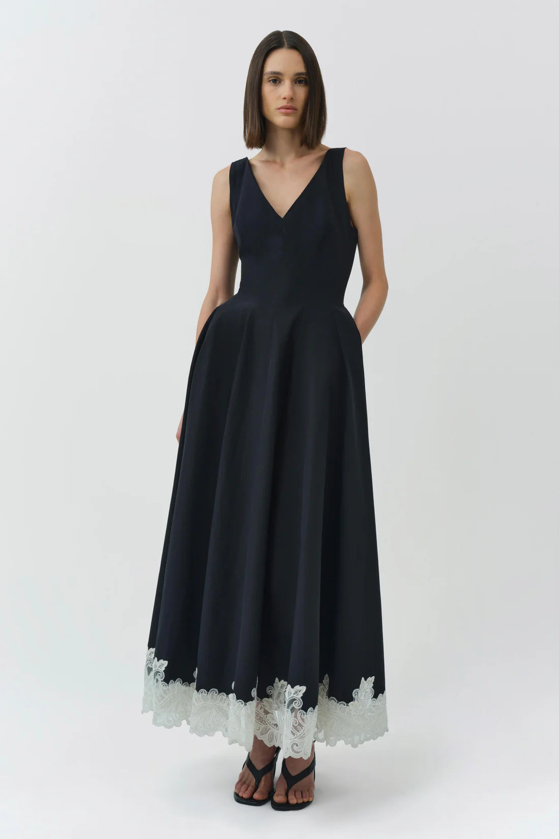 Mira Sleeveless Structured Midi Dress
