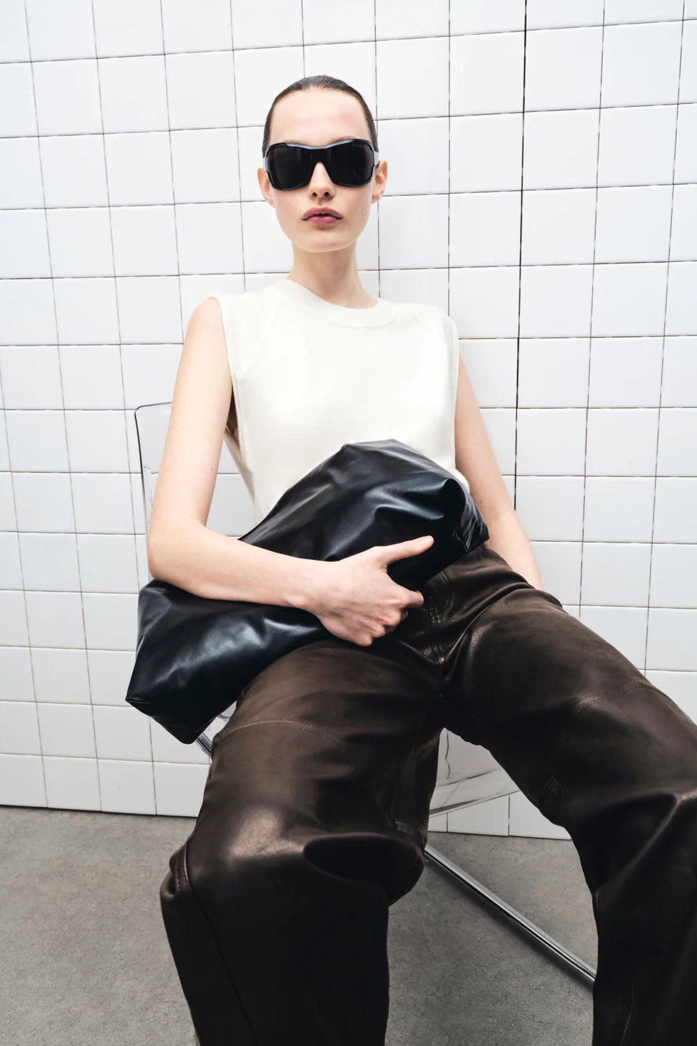 Waldon Curved Leather Pant
