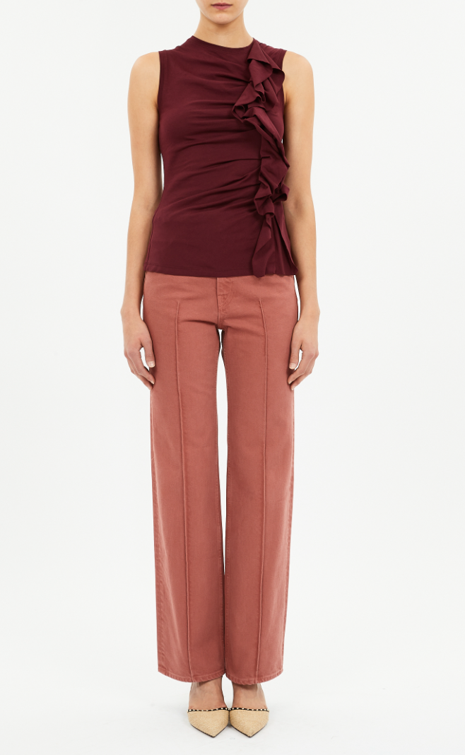 Clio Ruched Ruffle Top