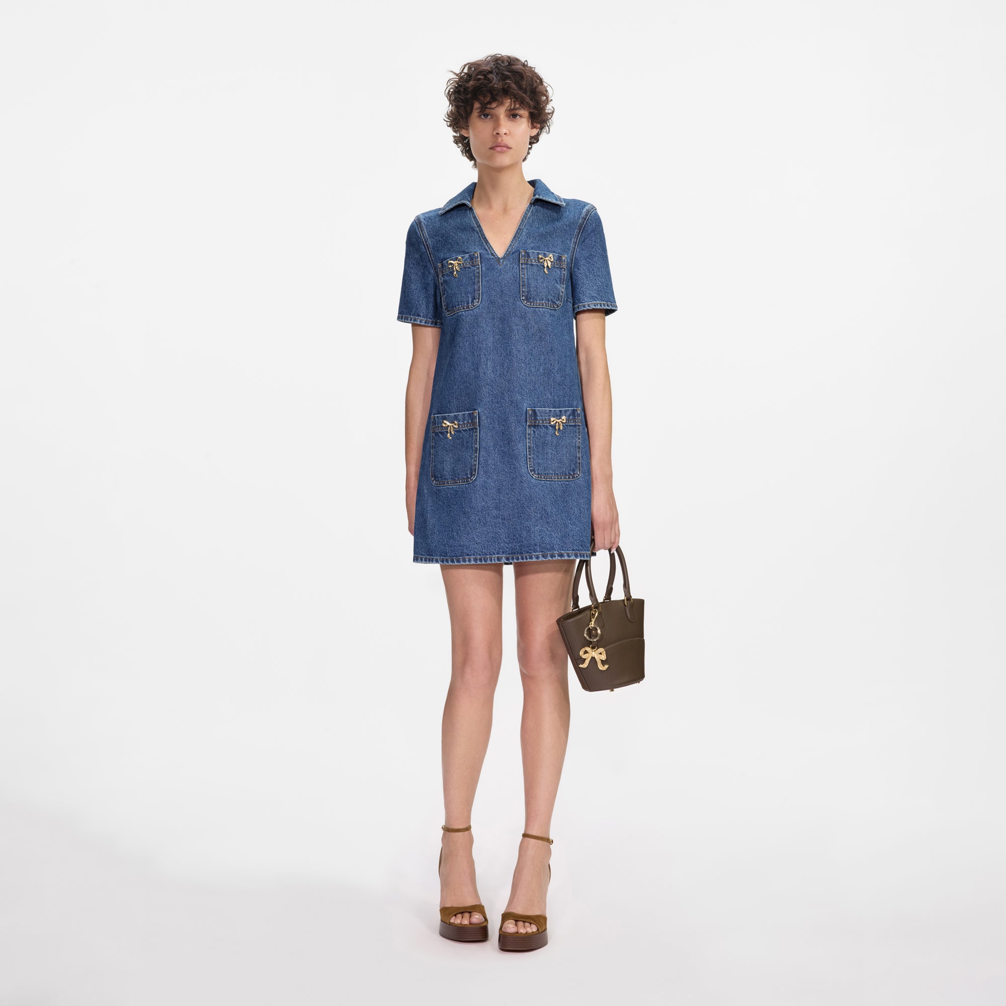 Denim Crystal Bow Dress