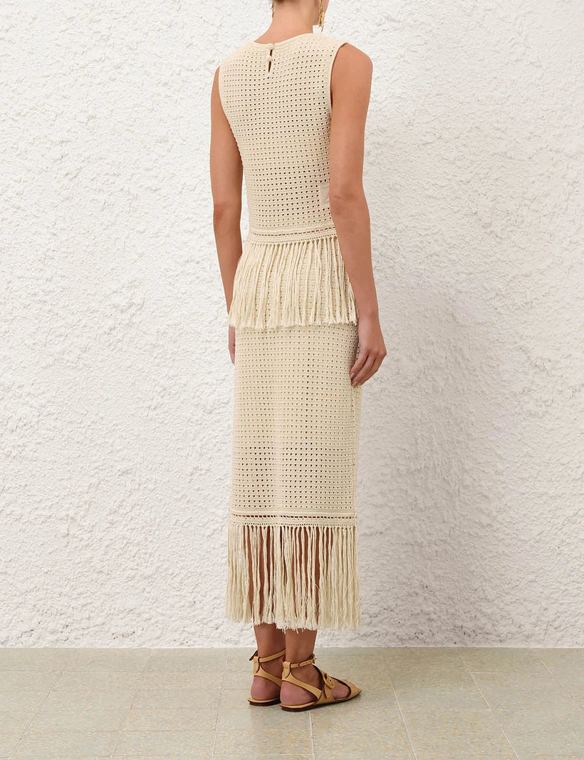 Indra Fringe Midi Skirt