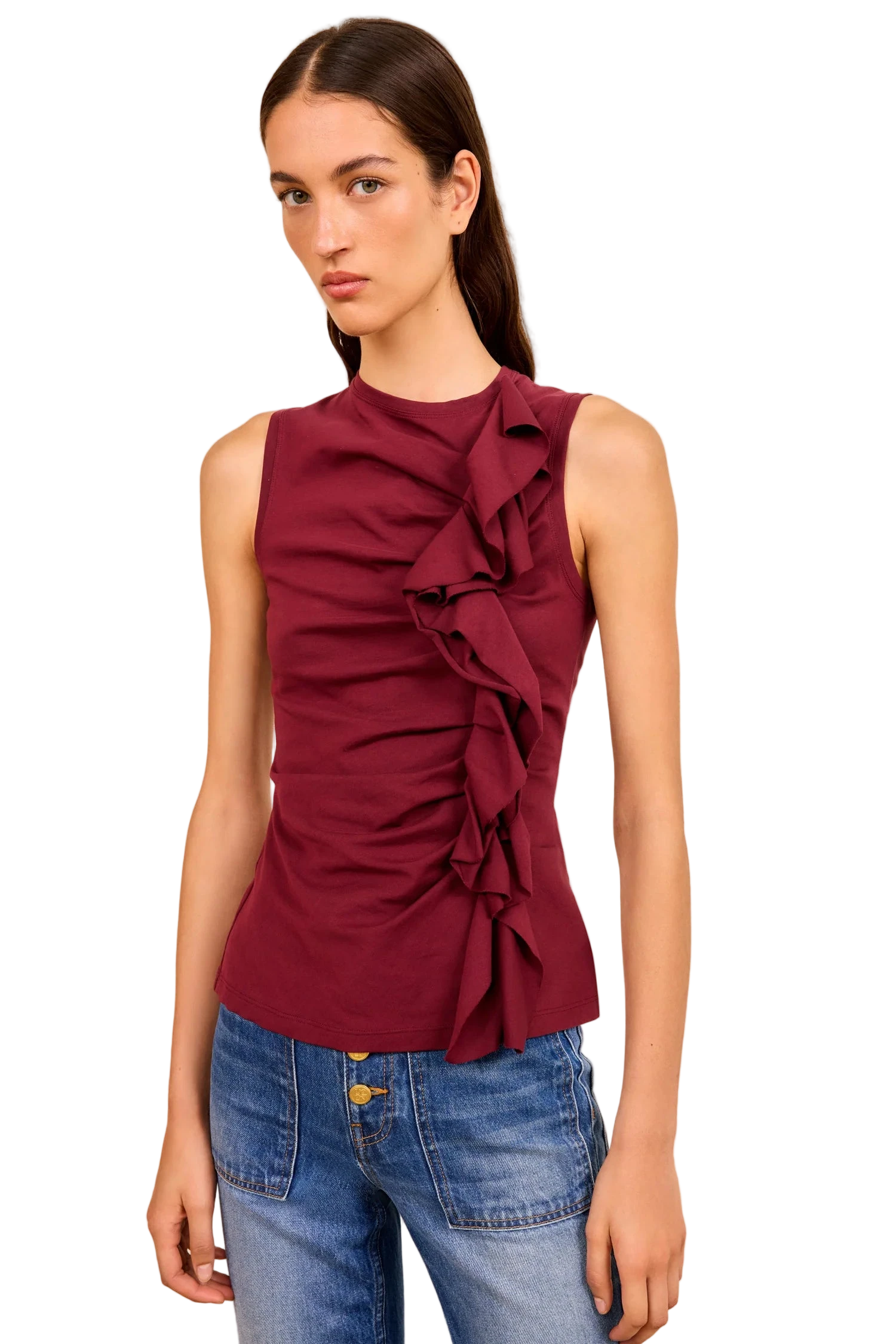Clio Ruched Ruffle Top