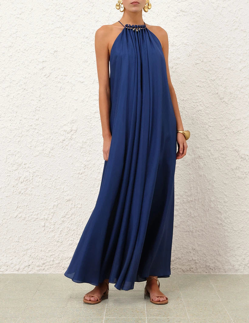 Aster Gathered Bead Maxi Dress