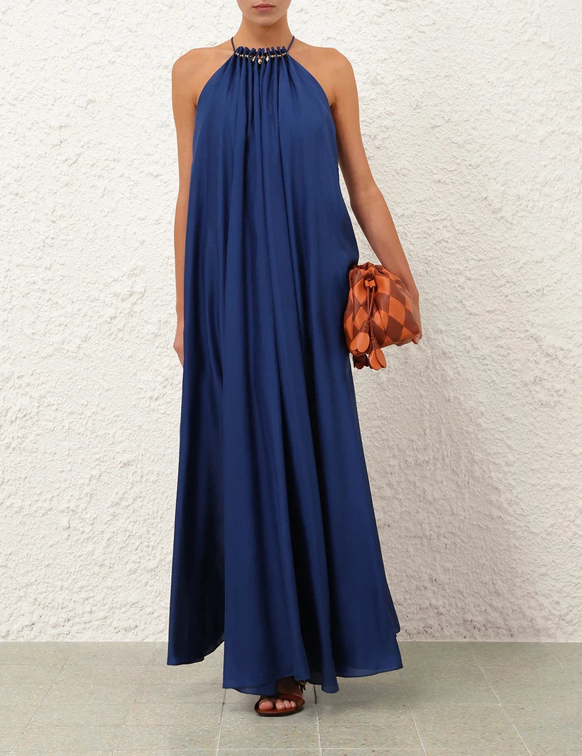 Aster Gathered Bead Maxi Dress