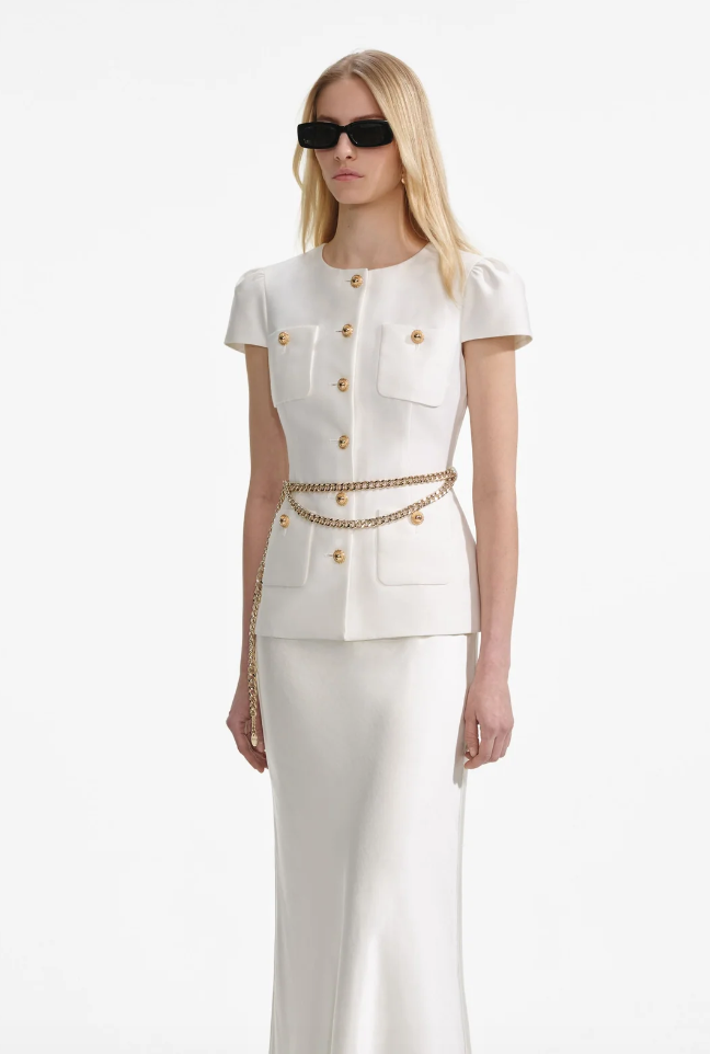 Taffeta Chain Belt Maxi Dress
