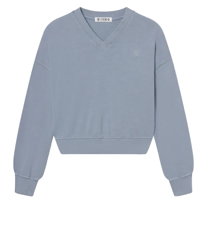 Cropped V Neck Sweatshirt