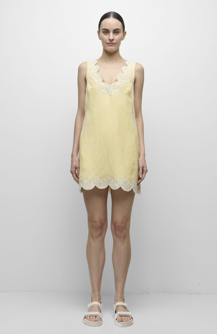 Edena Embroidered Linen Mini Dress