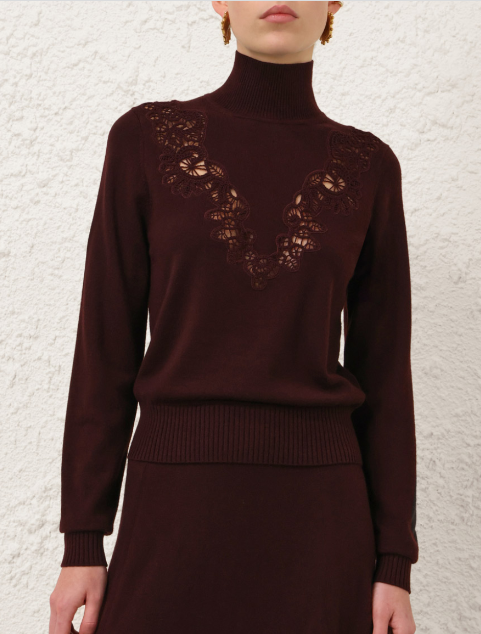Valiant Merino Lace Turtleneck