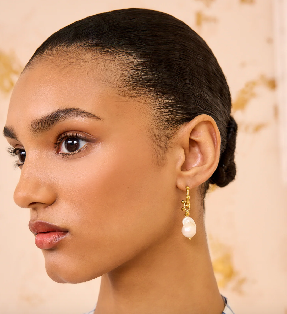 Lilith White Pearl Hoop Earring