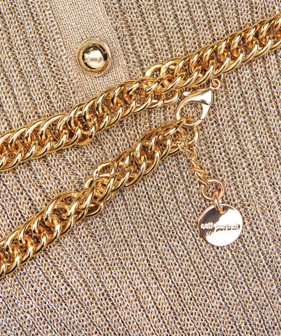 Gold Lurex Ribbed Knit Maxi