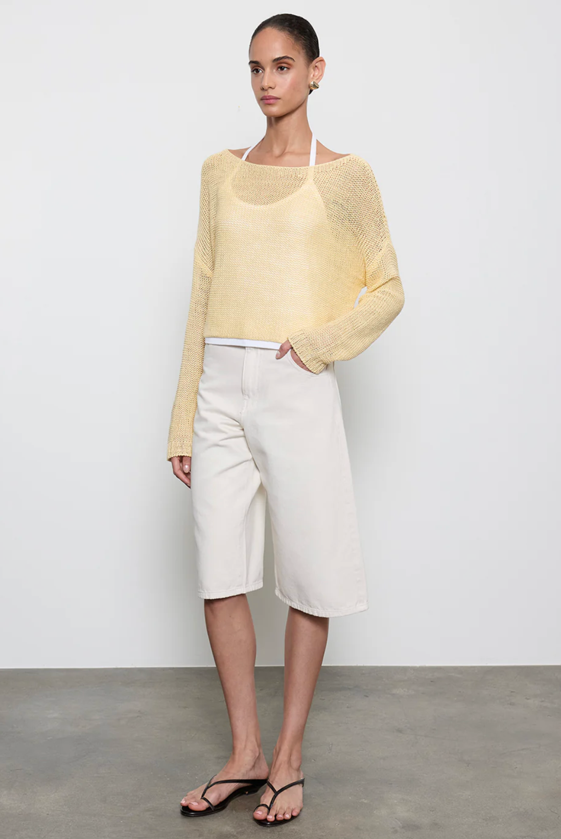 Linen Open Knit Bateau Sweater