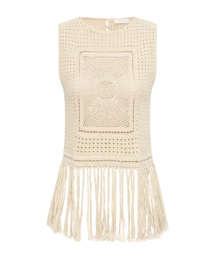 Indra Crochet Fringe Tank