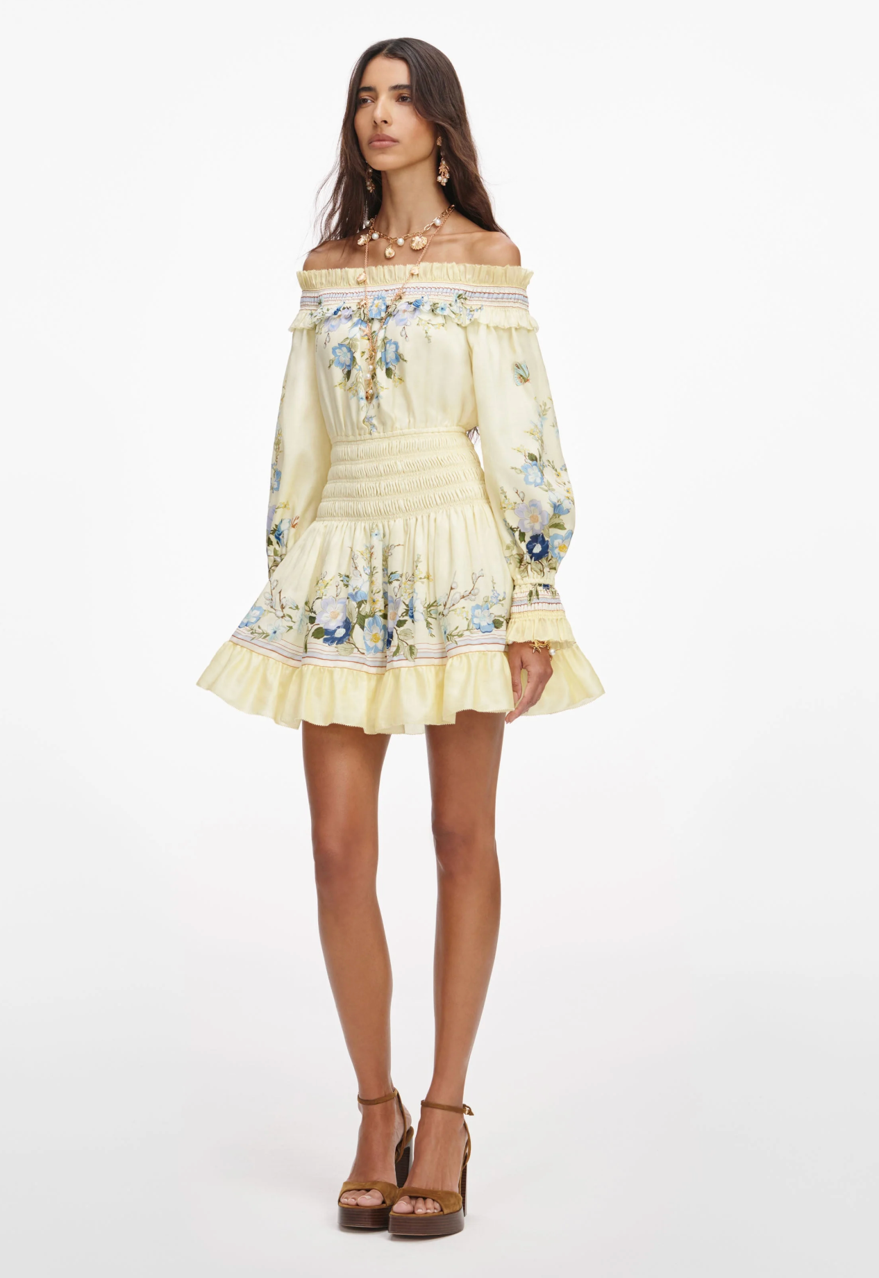 Floral Organza Ruffle Mini Dress