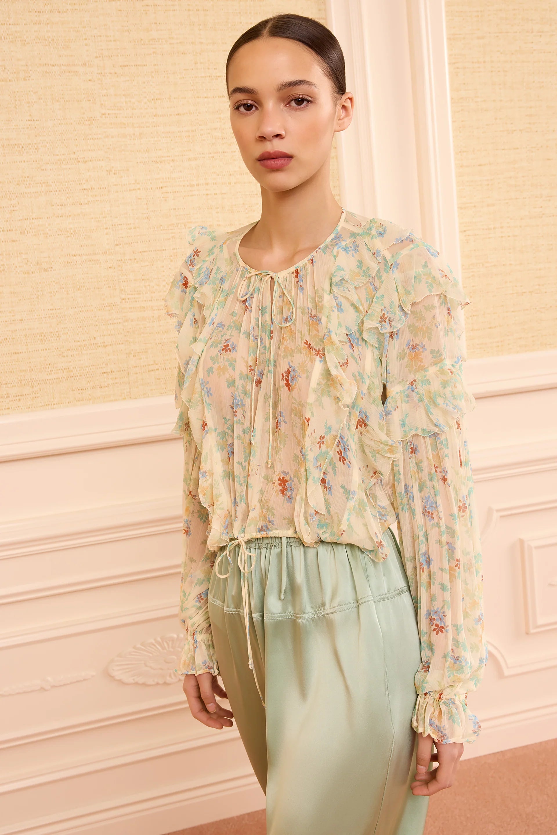 Delfina Long Sleeve Silk Blouse