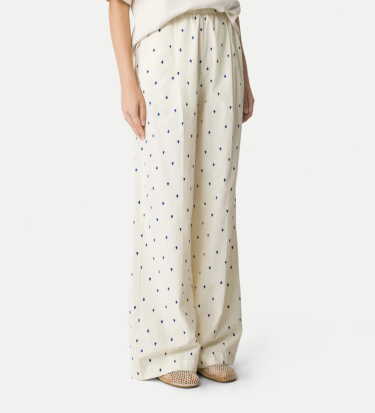 Glitter Taffetas High Waist Wide Leg Pants