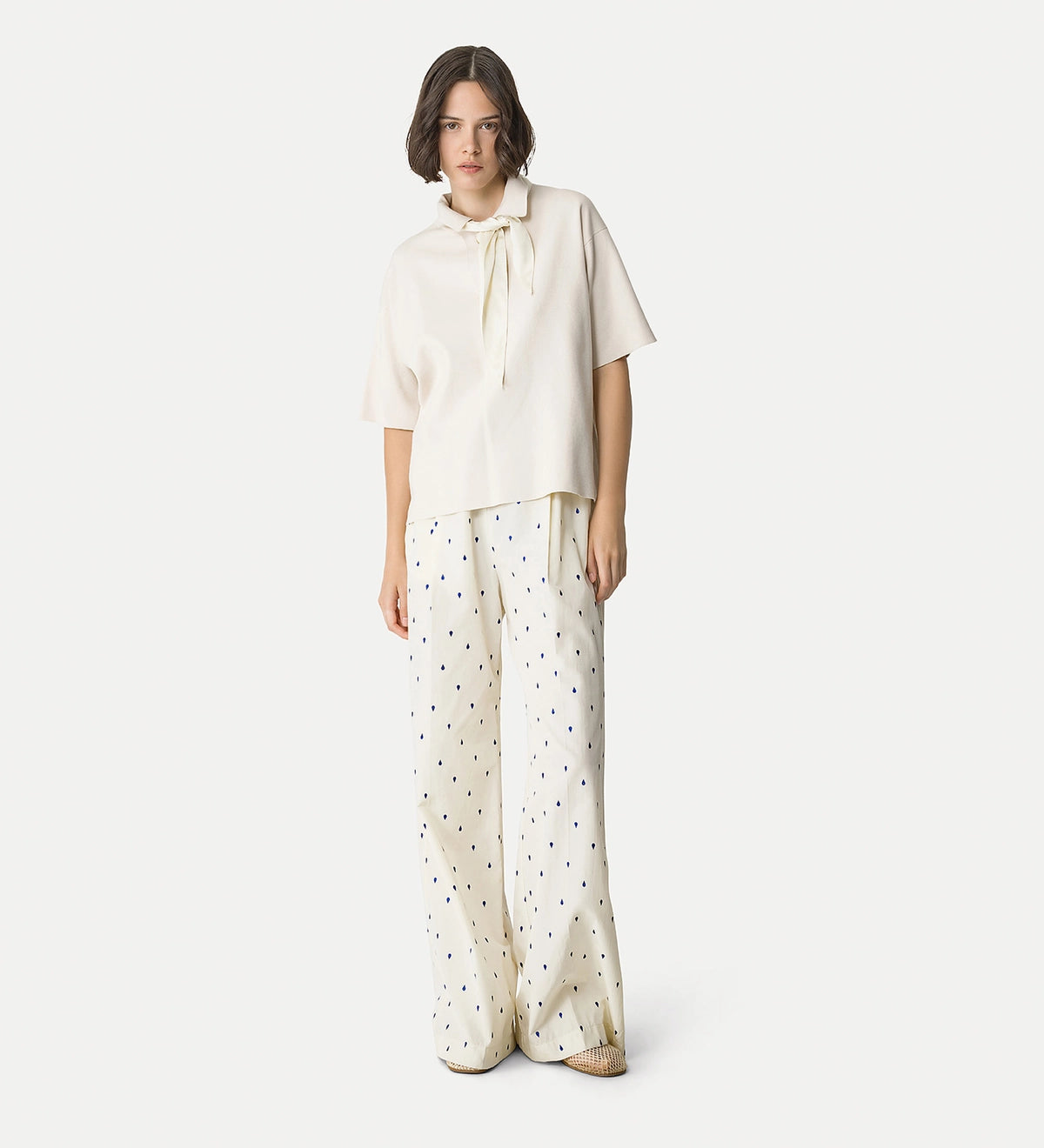 Glitter Taffetas High Waist Wide Leg Pants