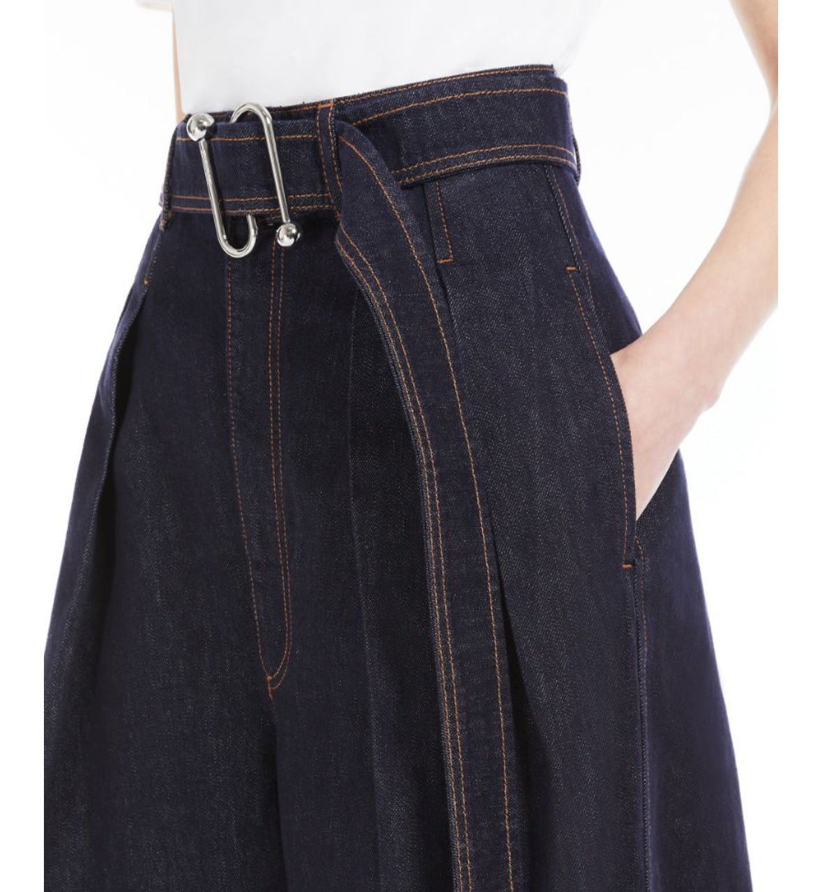 High Waisted Denim Trouser