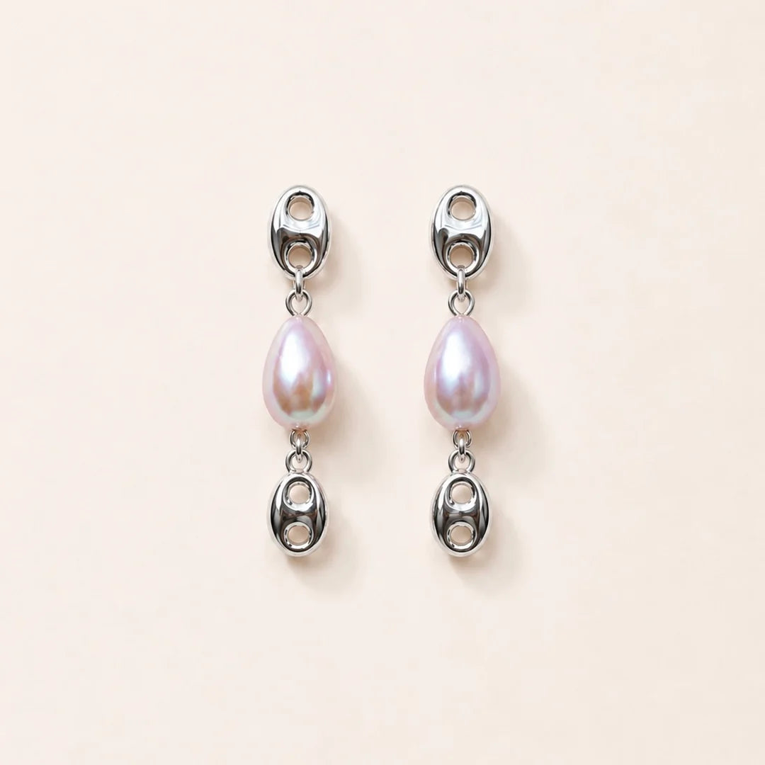 Diane Silver Pearl Earrings