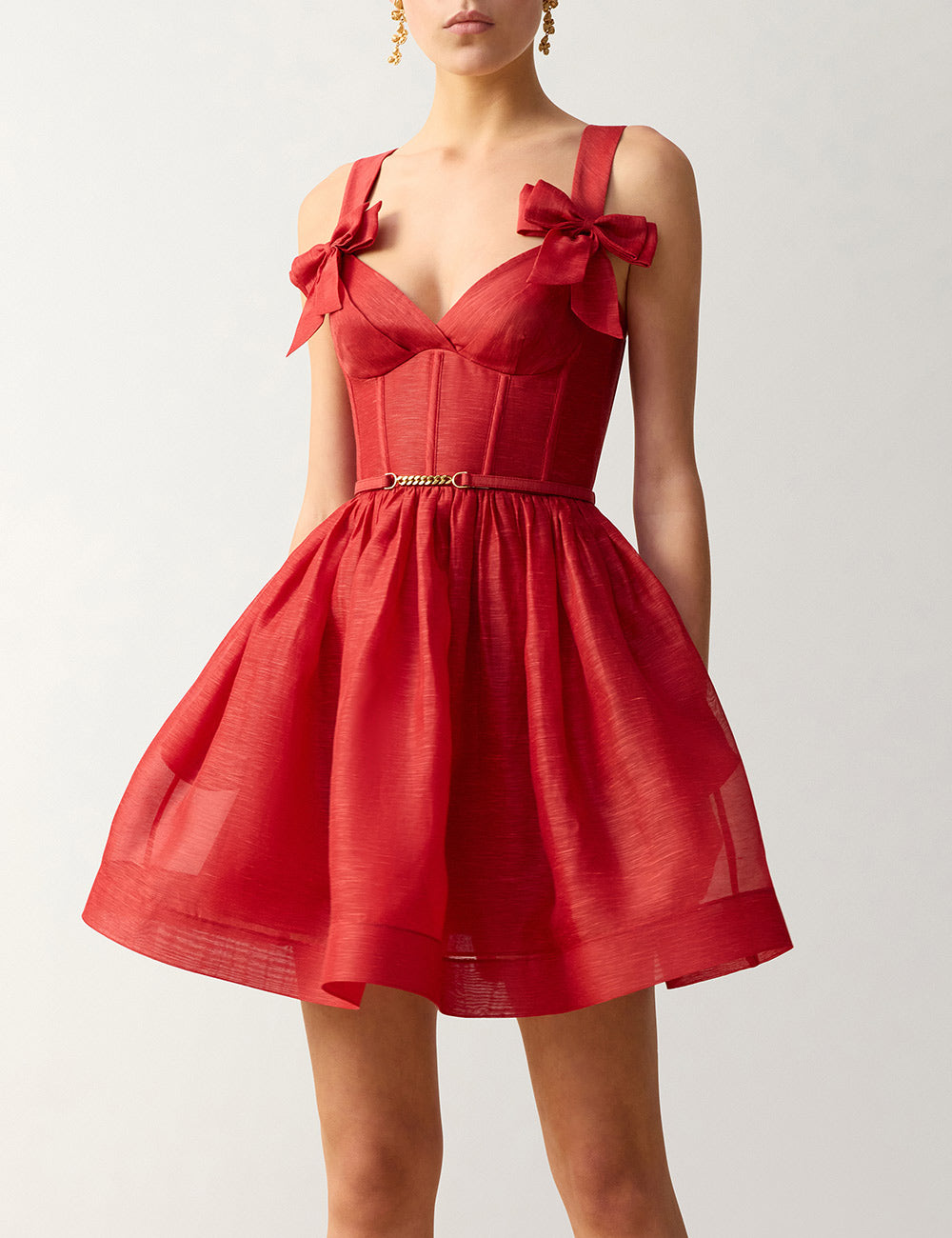 Clash Print Bow Mini Dress