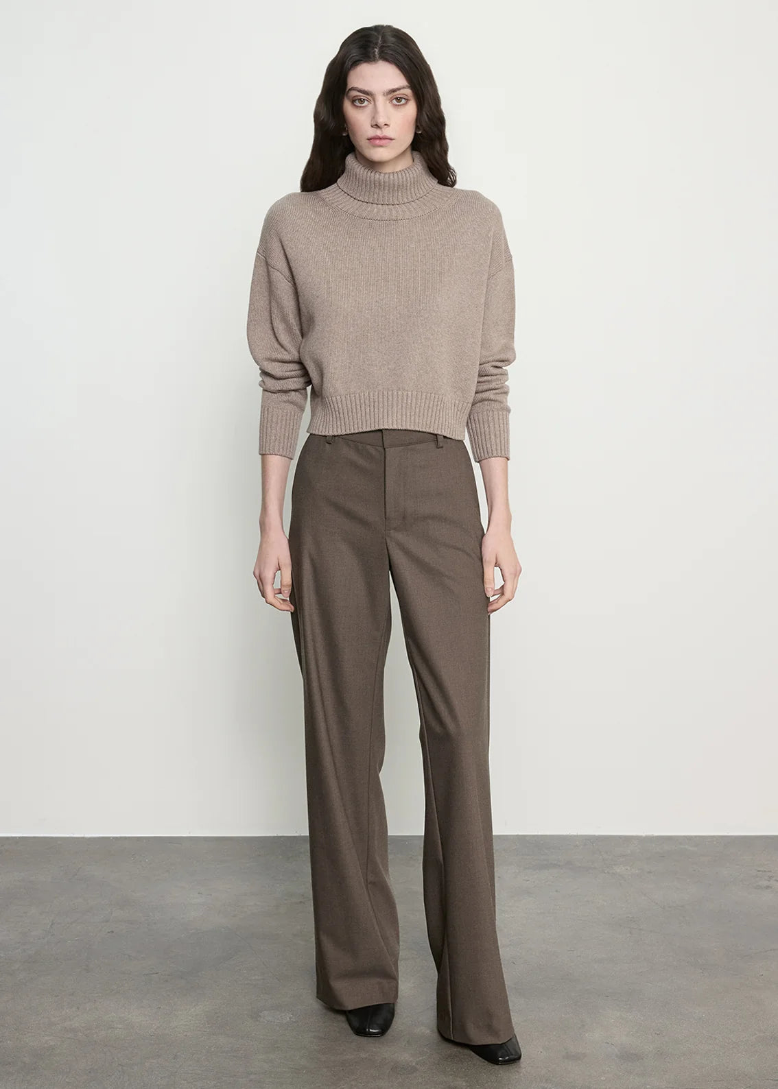 Cotton Cashmere Funnelneck Sweater