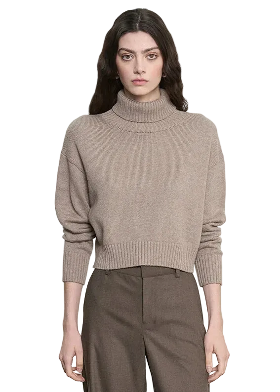 Cotton Cashmere Funnelneck Sweater