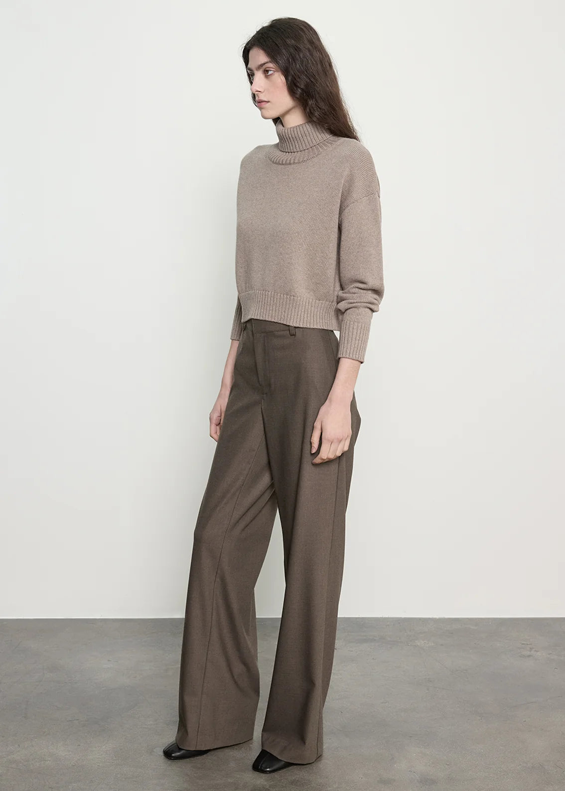 Cotton Cashmere Funnelneck Sweater
