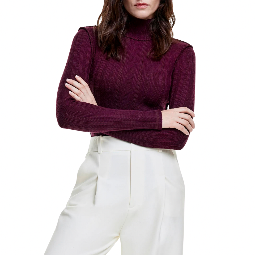 Pointelle Knit Turtleneck