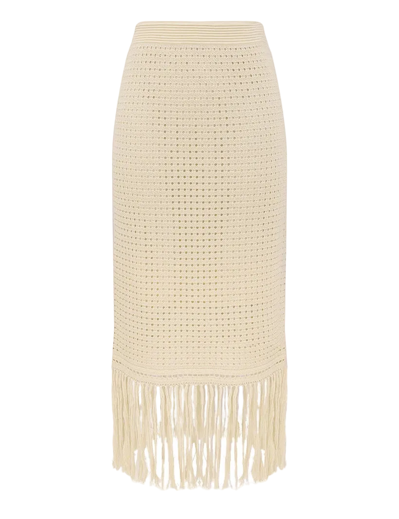 Indra Fringe Midi Skirt