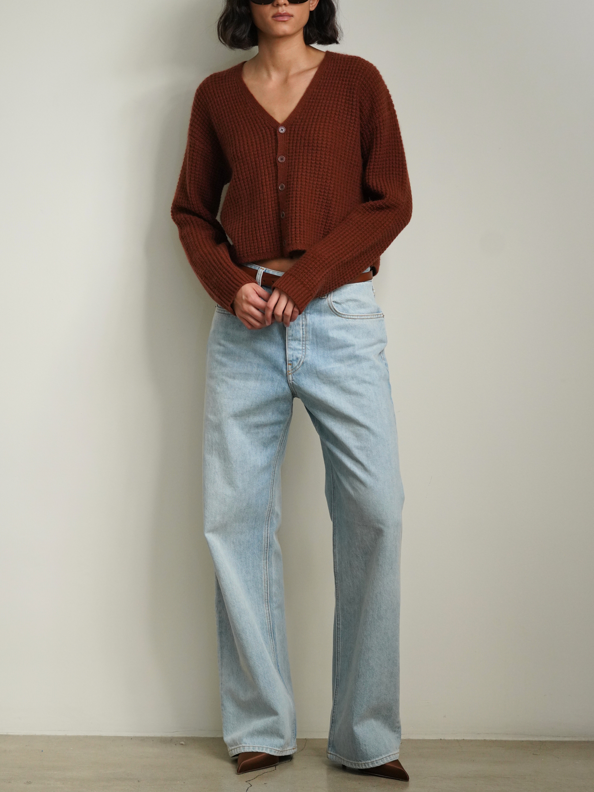 Bianco V Neck Cardigan