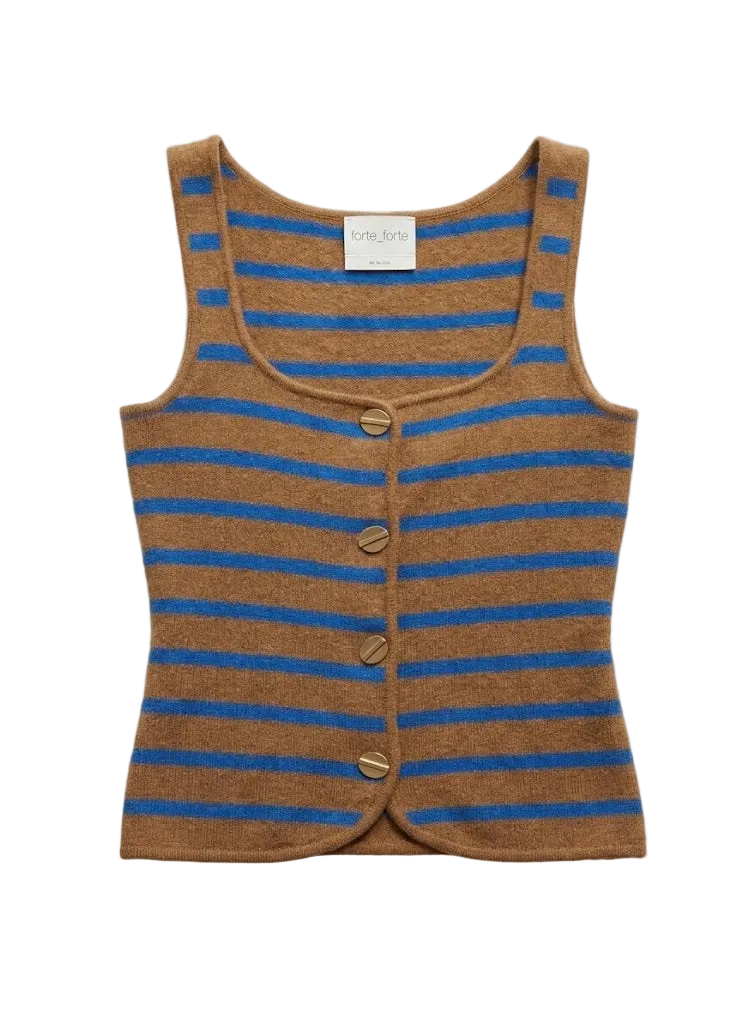 Wool Cashmere Striped Bustier Vest