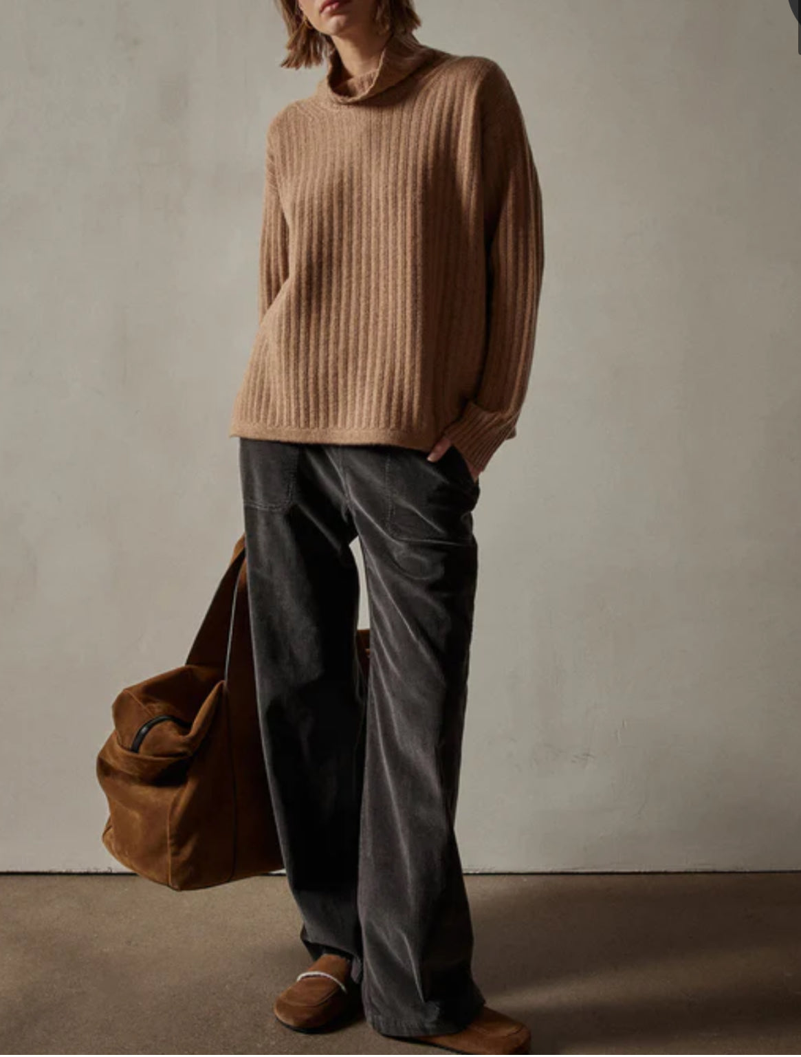 Cashmere Rib Funnel Neck