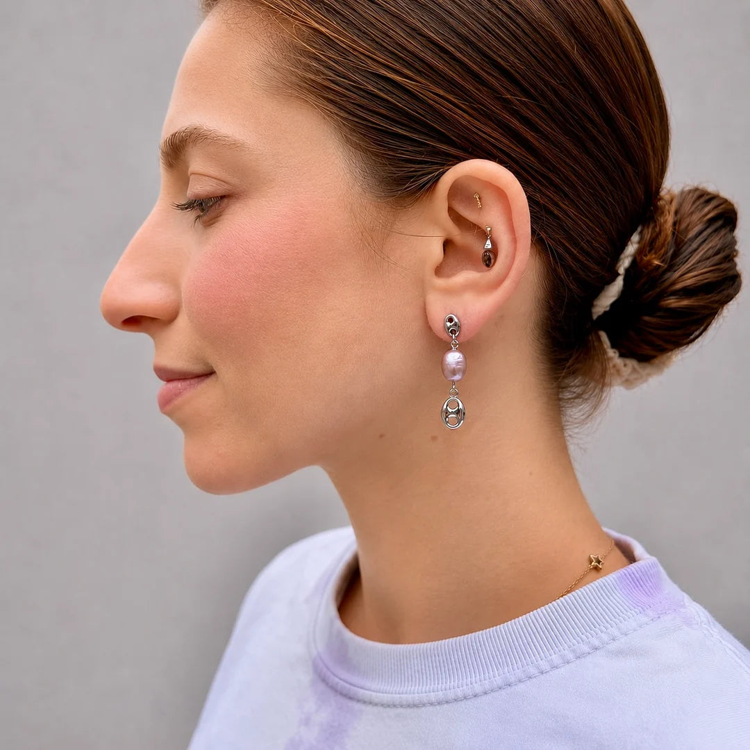 Diane Silver Pearl Earrings