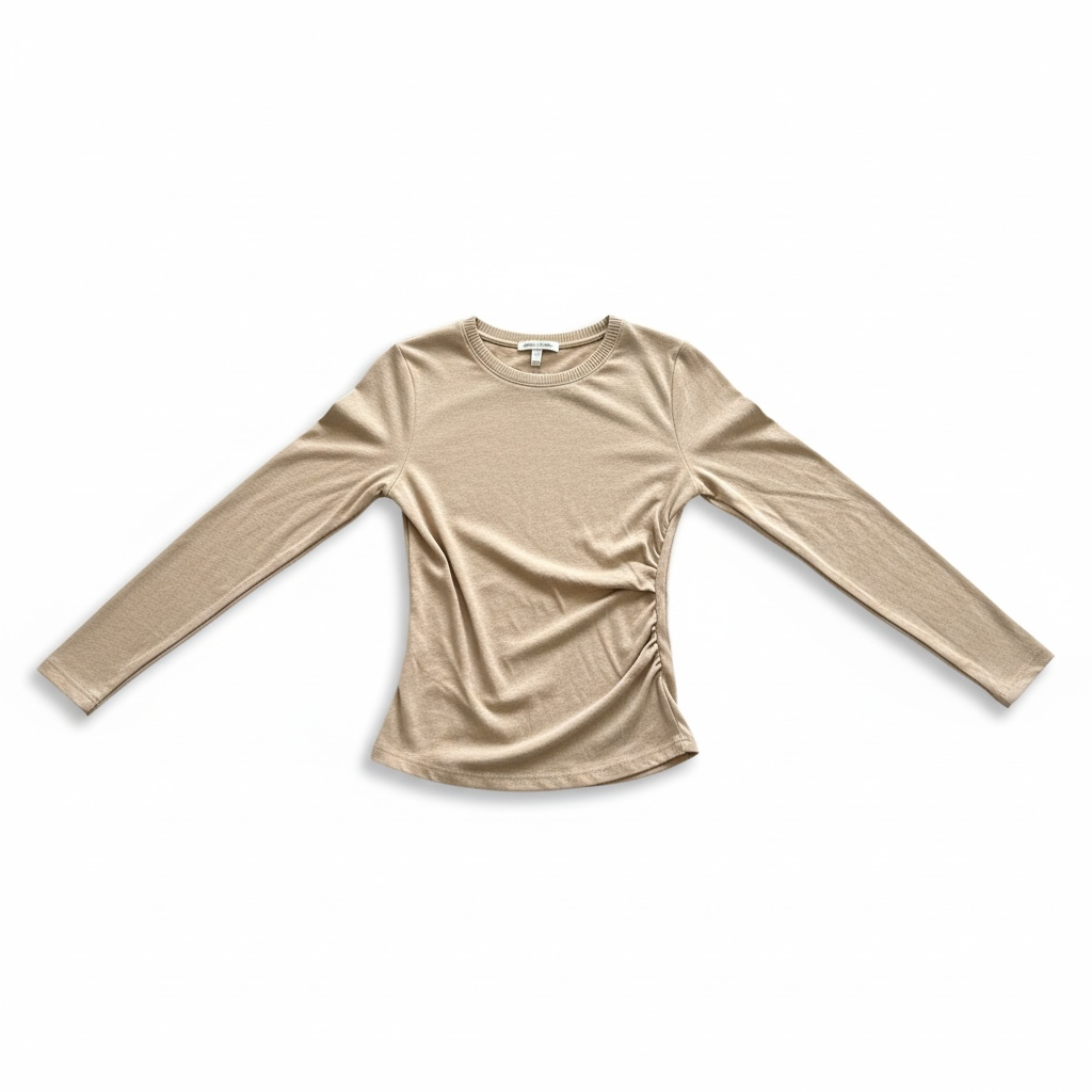 Cashmere Jersey Draped L/S Crew