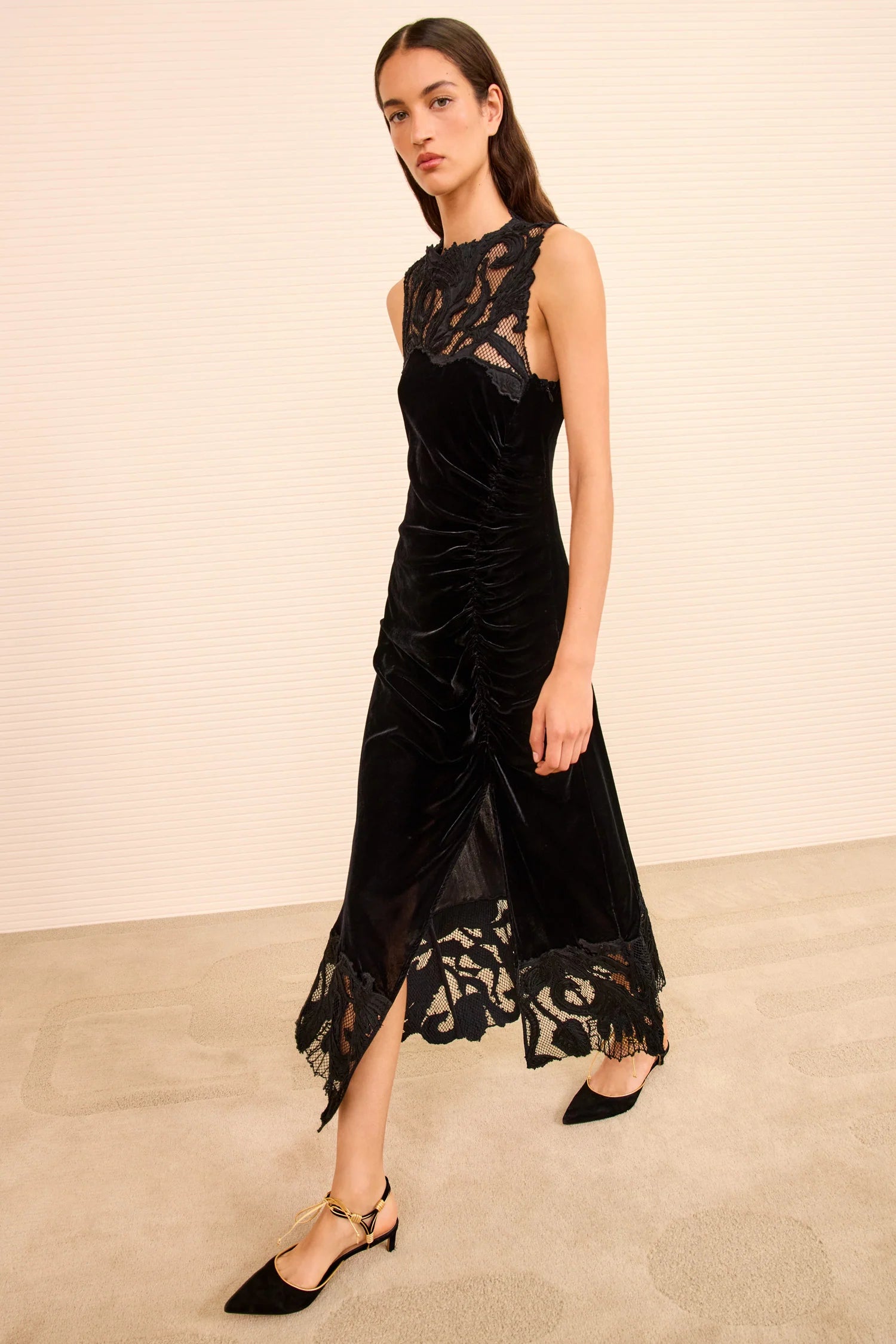 Rosaria Embroidered Ruched Dress