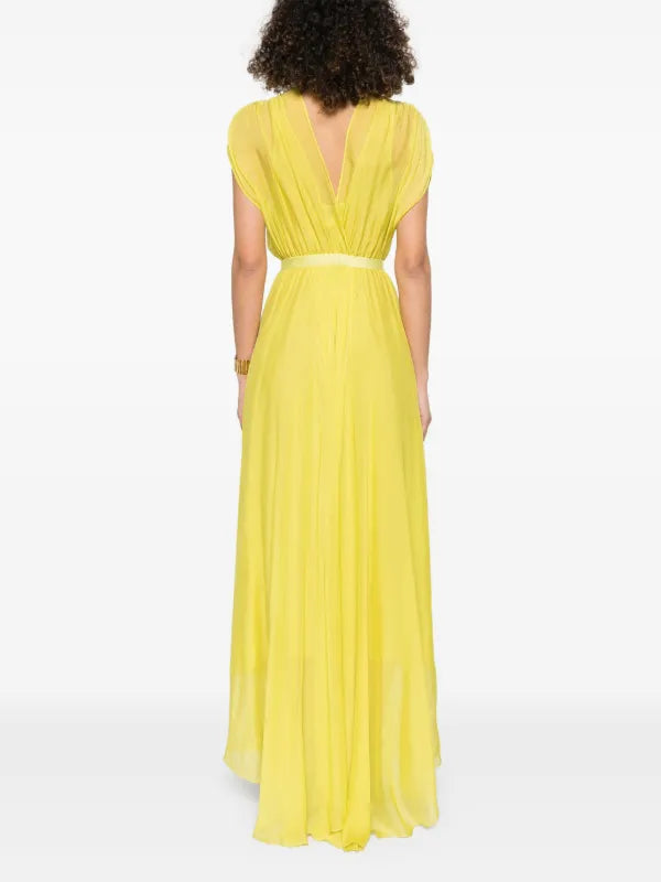 Chiffon Silk Crossed Neckline Dress