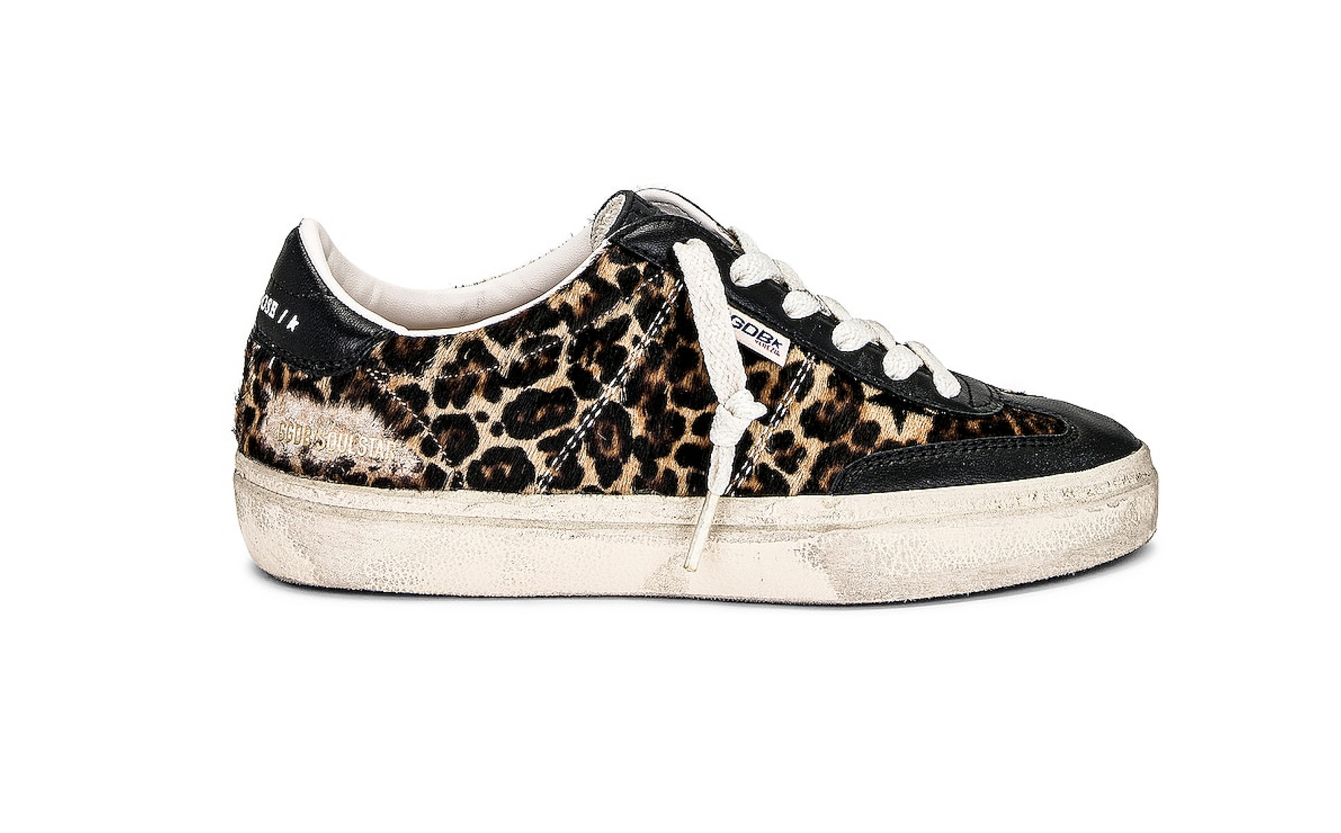 【送料&関税込】Golden  Soul Star Sneakers In Animalier GOLDEN GOOSE Soul-Star distressed leather-trimmed leopard