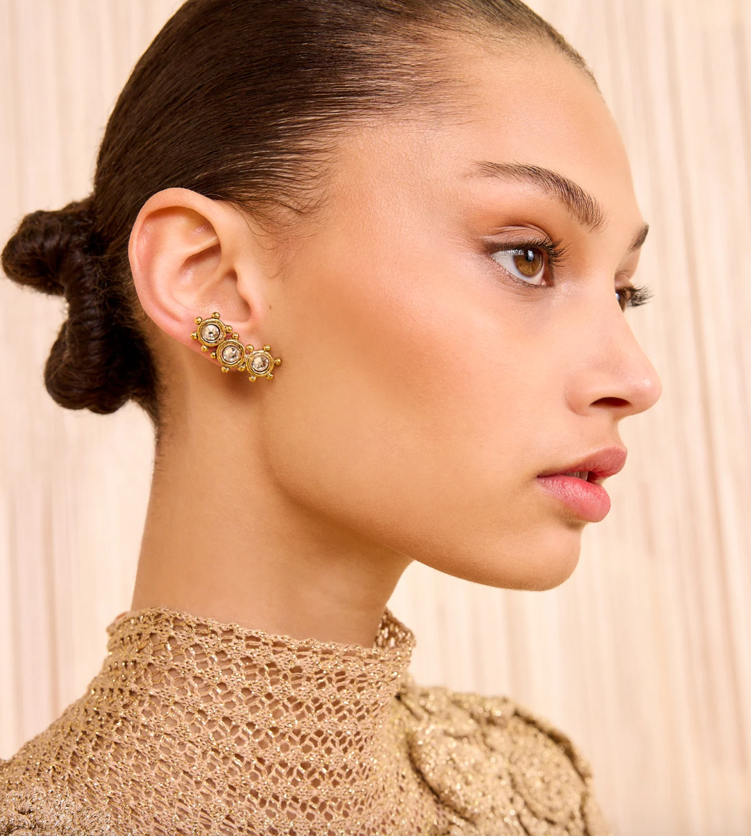 Kavi Crystal Mix Stud Climber Earring