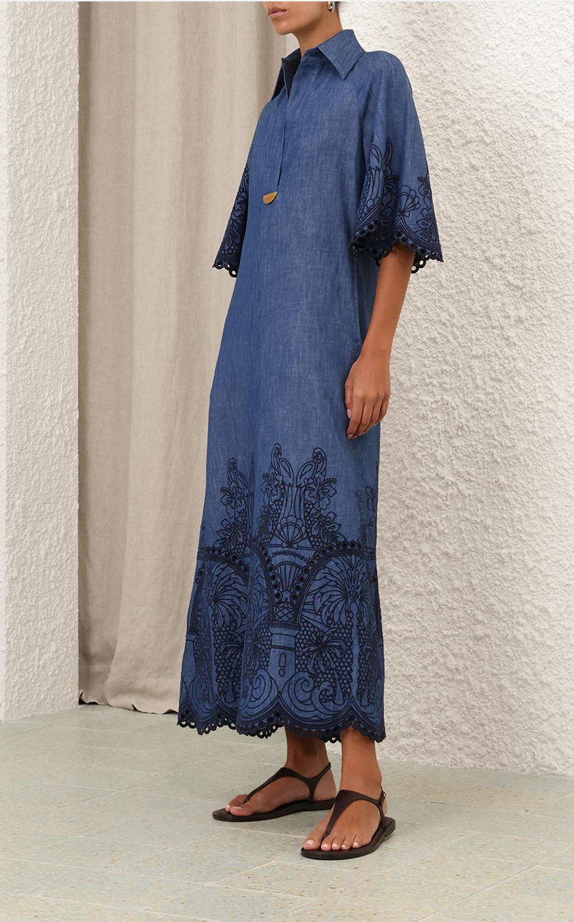 Coco Embroidered Denim Dress