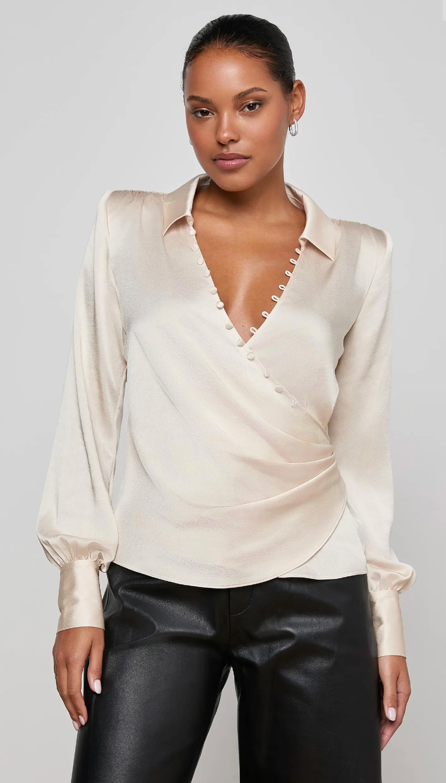 Bernice Satin Wrap Blouse