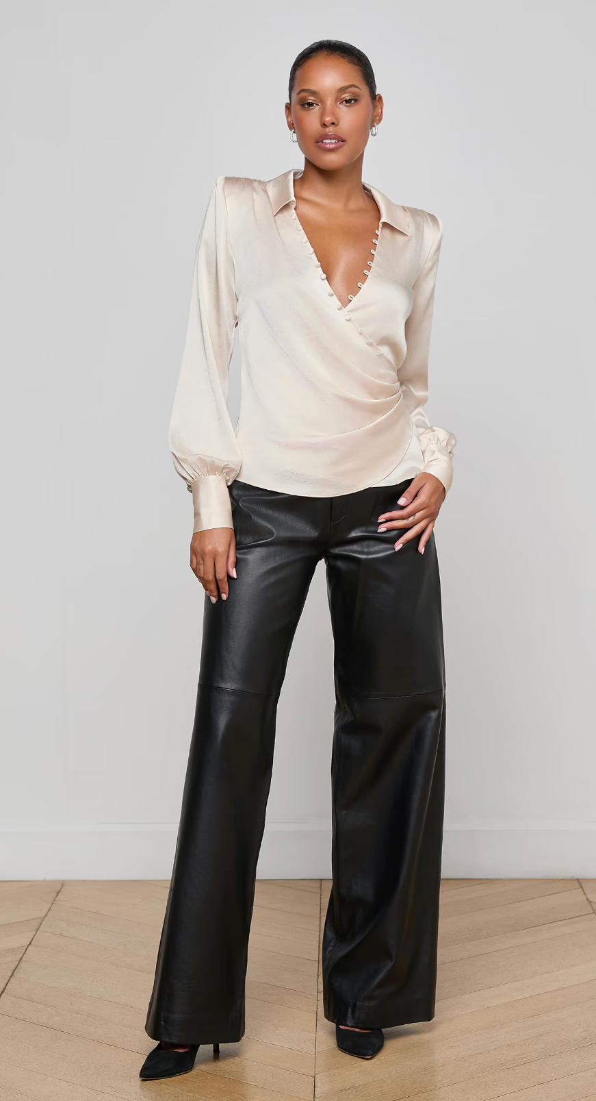 Bernice Satin Wrap Blouse