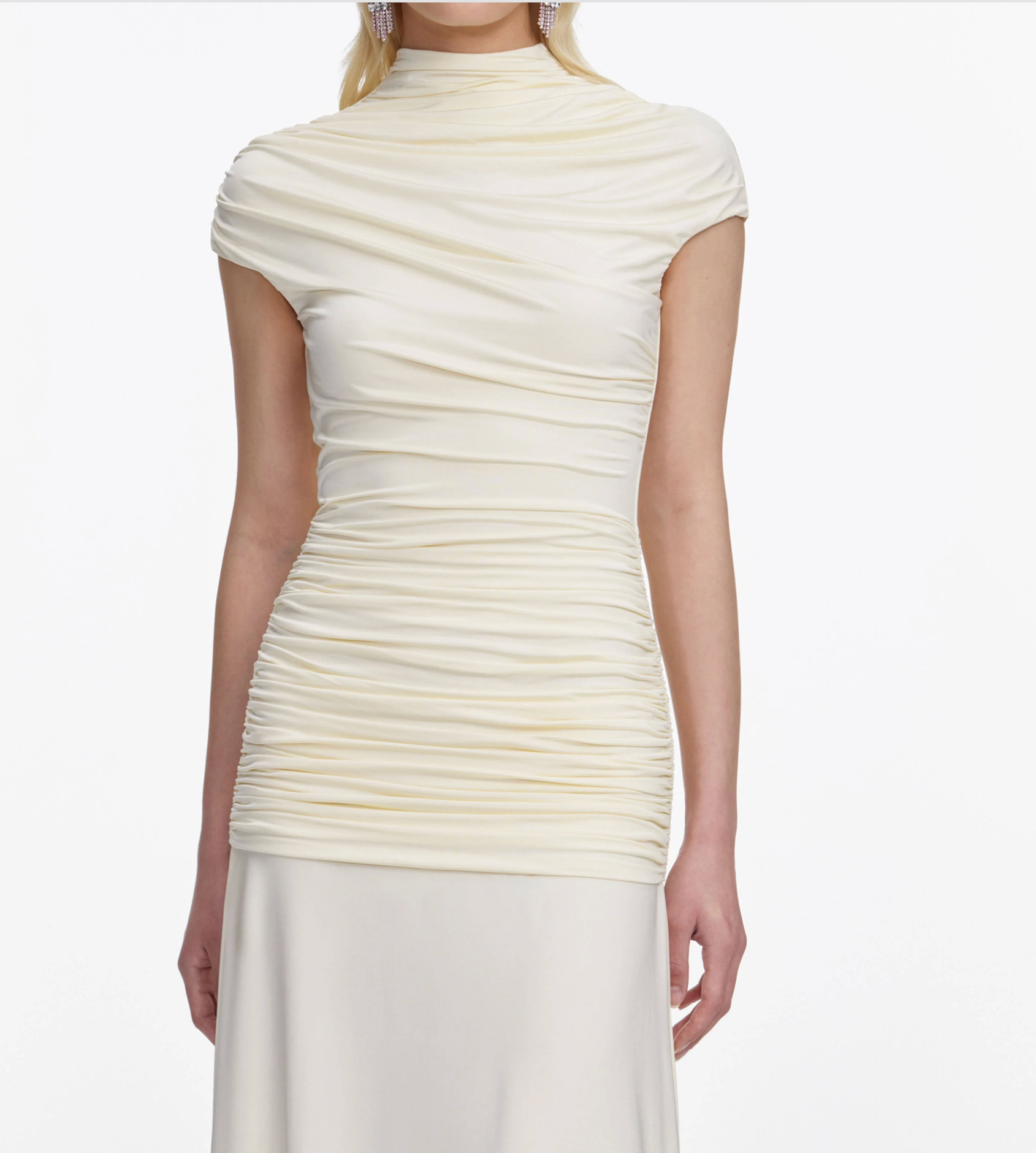 Yellow Jersey Draped Maxi Dress