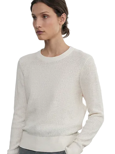 Linen Open Knit Crewneck Sweater