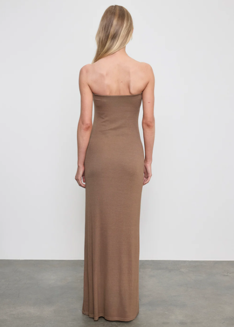 Silk Rib Strapless Fluid Dress