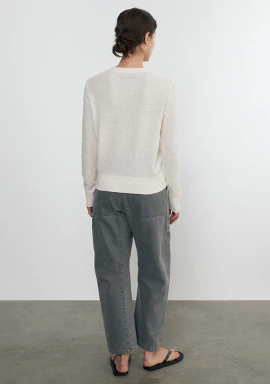 Linen Open Knit Crewneck Sweater