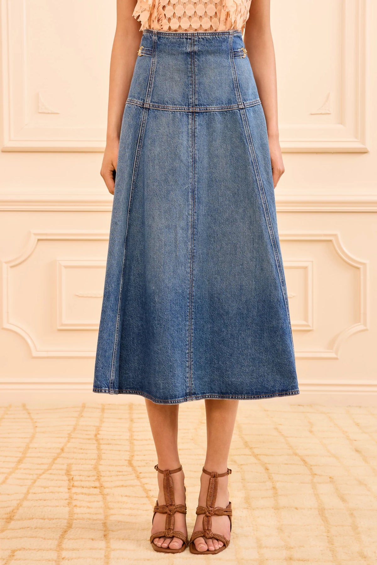 The Brigette Denim Midi Skirt