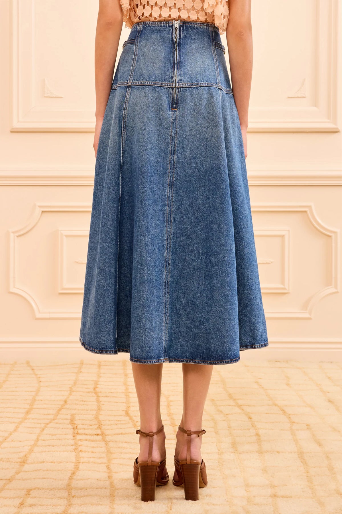 The Brigette Denim Midi Skirt
