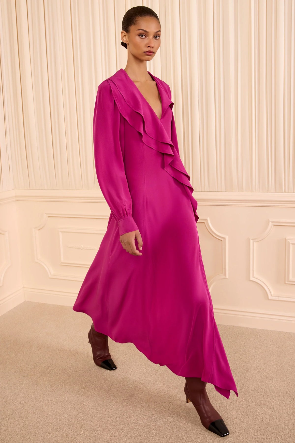 Sabrina Long Sleeve Silk Dress