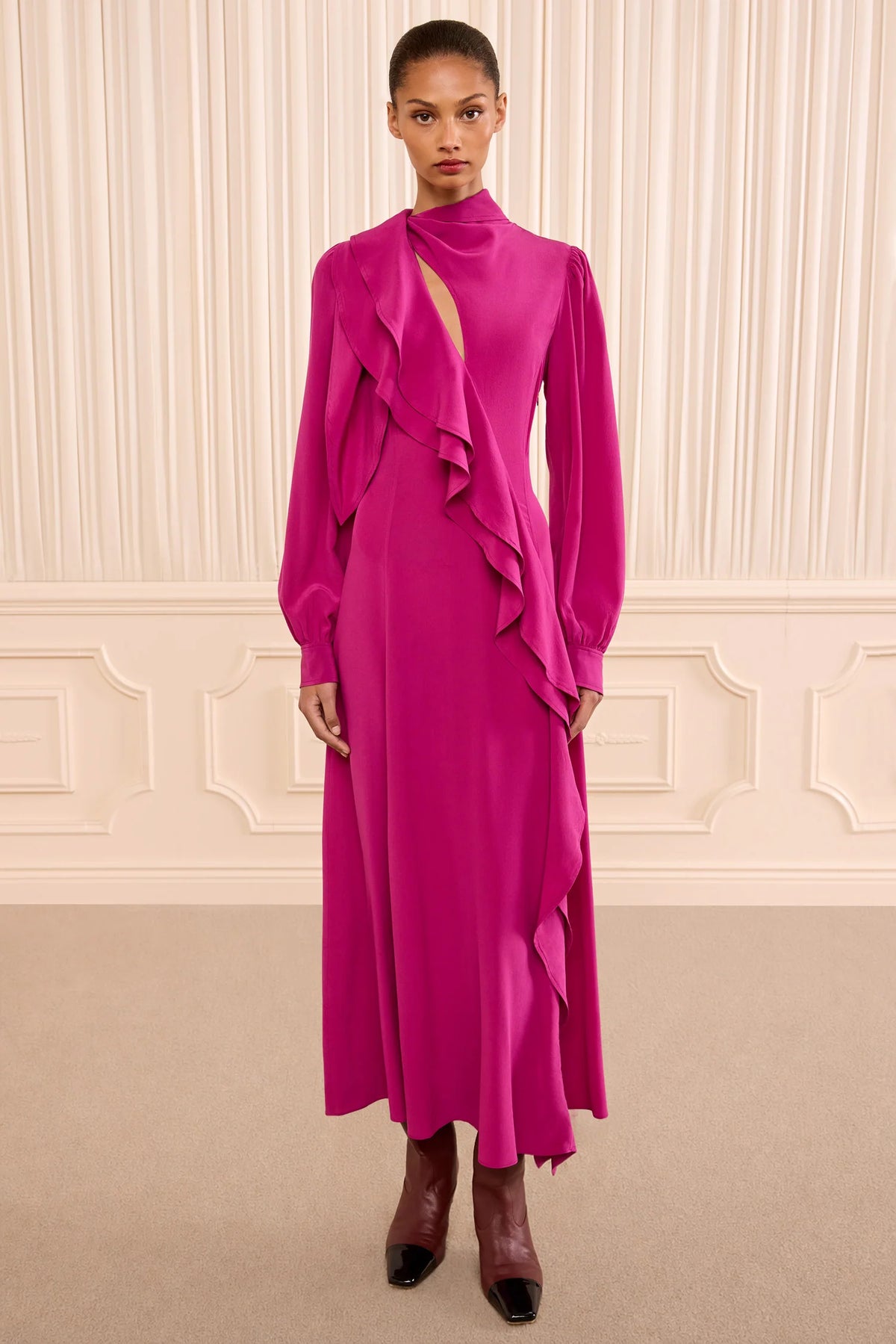 Sabrina Long Sleeve Silk Dress