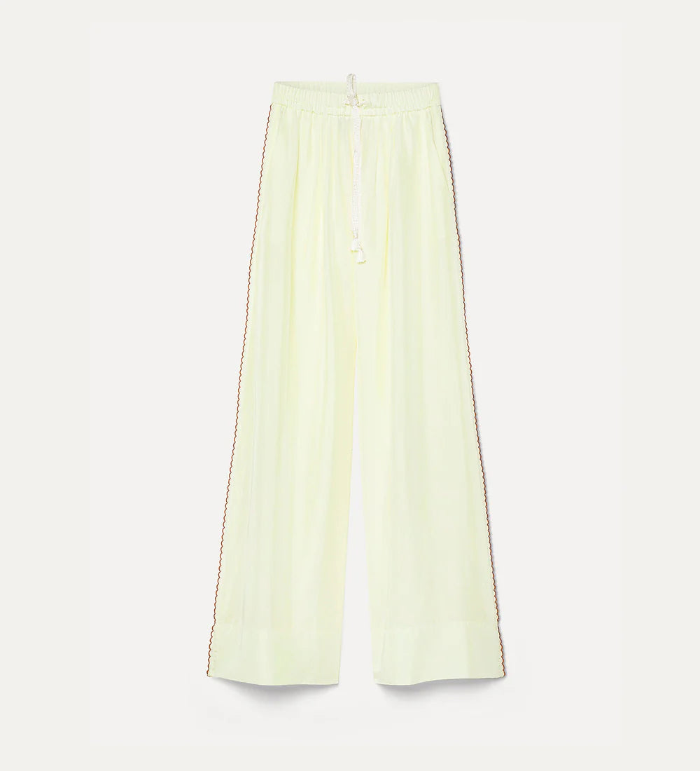 Habotai Silk Embroidered Edge Pants
