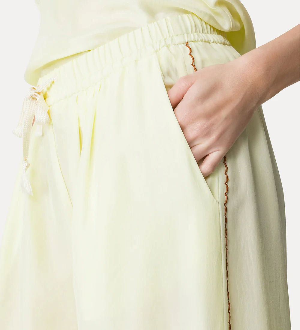 Habotai Silk Embroidered Edge Pants